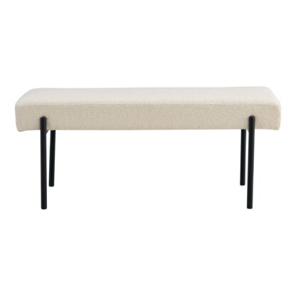 Swindon Bench - Bank, Bouclé, weiß, schwarze Beine, 100x36x42,5 cm, HN1232