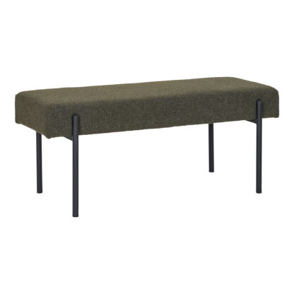 Swindon Bench - Bank, Bouclé, dunkelgrün, schwarze Beine 100x36x42,5 cm, HN1241 – Bild 2