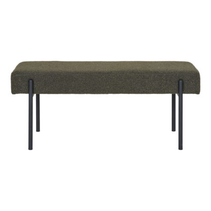 Swindon Bench - Bank, Bouclé, dunkelgrün, schwarze Beine 100x36x42,5 cm, HN1241