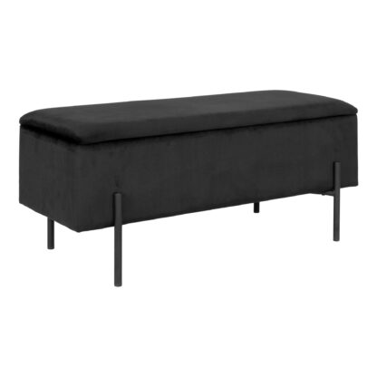 Watford Bench – Bank mit Stauraum, Samt, schwarz 95x36,5x43 cm, HN1207 – Bild 2