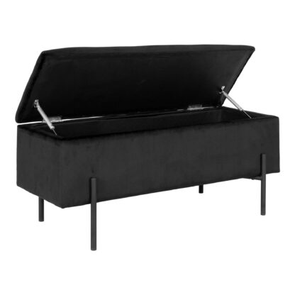 Watford Bench – Bank mit Stauraum, Samt, schwarz 95x36,5x43 cm, HN1207 – Bild 3