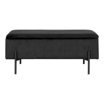 Watford Bench – Bank mit Stauraum, Samt, schwarz 95x36,5x43 cm, HN1207