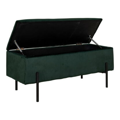 Watford Bench - Bank mit Stauraum, Velours, grün 95x36,5x43 cm, HN1206 – Bild 3