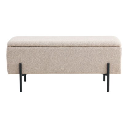 Watford Bench – Bank mit Stauraum, Bouclé, beige 95x36,5x43 cm, HN1233