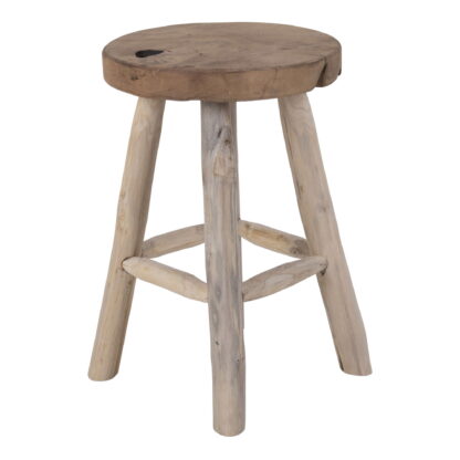 Badia Hocker - Hocker, Teak, Natur, 4 Beine, ø30x45 cm – Bild 2