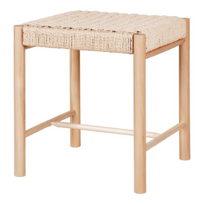 Abano Hocker – Hocker mit natürlichem Korbsitz, Pappelholz, natur 42x42x46,5 cm – Bild 2