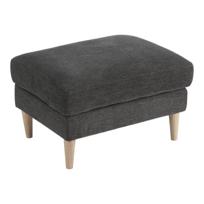 Bologna Pouf – Pouf, dunkelgrau mit natürlichen Holzbeinen, HN1045