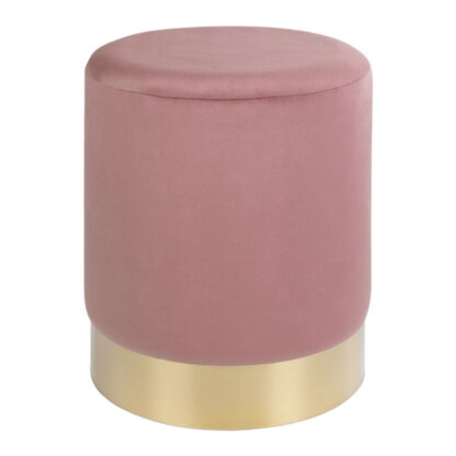Gamby Pouf – Pouf, Samt, rosa, messingfarbener Sockel ø34x43 cm, HN1214