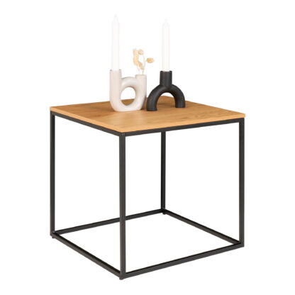 Vita Beistelltisch - Beistelltisch, Eichenoptik, schwarzes Gestell 45x45x45 cm