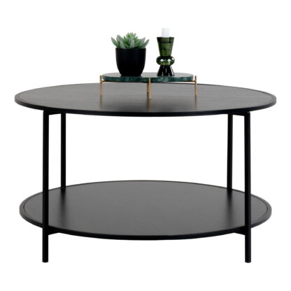 Vita Couchtisch - Couchtisch, schwarz, schwarzes Gestell Ø80x45 cm