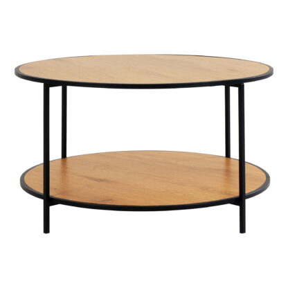 Vita Couchtisch - Couchtisch, Eichenoptik, schwarzes Gestell Ø80x45 cm – Bild 2