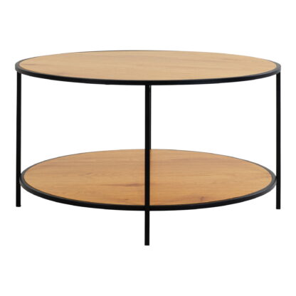 Vita Couchtisch - Couchtisch, Eichenoptik, schwarzes Gestell Ø80x45 cm – Bild 3