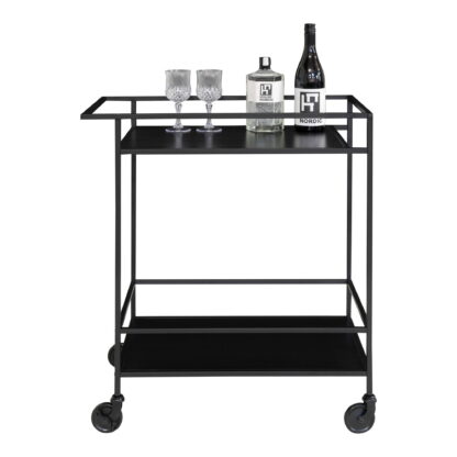 Vita Barwagen - Barwagen mit 2 Ablagen, schwarz, schwarzer Rahmen 68x40x79 cm – Bild 3