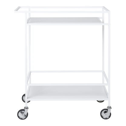 Vita Bar Trolley – Barwagen, 2 weiße Regale, weißes Gestell 68 x 40 x 79 cm – Bild 2