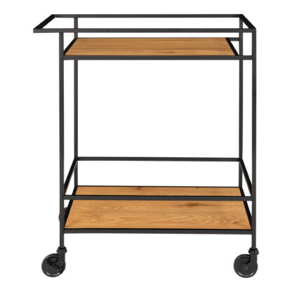 Vita Barwagen – Barwagen mit 2 Ablagen, Eichenoptik, schwarzer Rahmen 68x40x79 cm – Bild 4