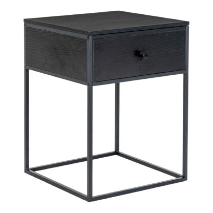 Vita Beistelltisch - Beistelltisch, 1 Schublade, schwarz, schwarzer Rahmen 40x40x55 cm – Bild 2