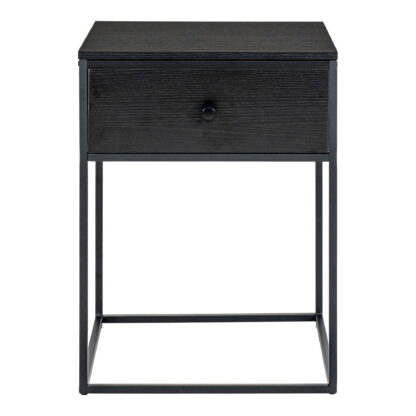 Vita Beistelltisch - Beistelltisch, 1 Schublade, schwarz, schwarzer Rahmen 40x40x55 cm