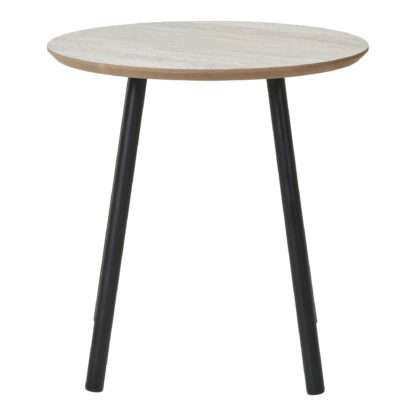 Aalst Beistelltisch – Beistelltisch, Travertin-Optik, schwarze Beine ø40x40 cm – Bild 2