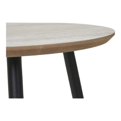 Aalst Beistelltisch – Beistelltisch, Travertin-Optik, schwarze Beine ø40x40 cm – Bild 3