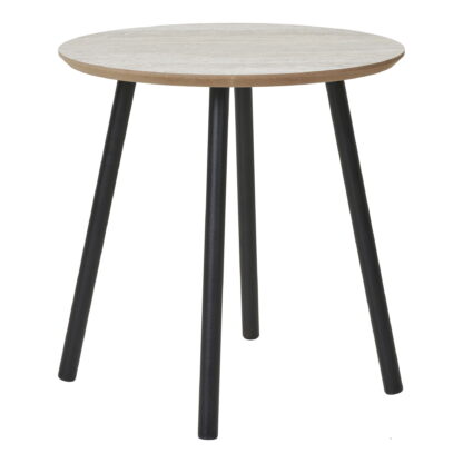 Aalst Beistelltisch – Beistelltisch, Travertin-Optik, schwarze Beine ø40x40 cm