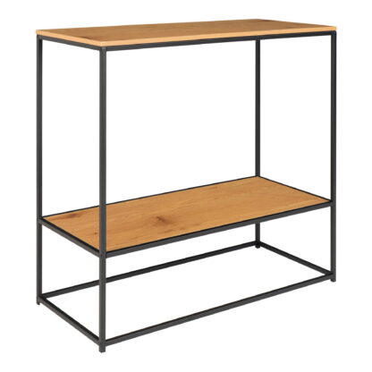 Vita Konsolentisch – Konsolentisch, 2 Ablagen, Eichenoptik, schwarzes Gestell 80x36x80 cm – Bild 2