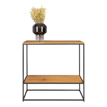 Vita Konsolentisch – Konsolentisch, 2 Ablagen, Eichenoptik, schwarzes Gestell 80x36x80 cm – Bild 3