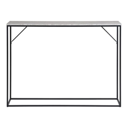Vita Konsolentisch – Konsolentisch, 1 Ablage, Travertin-Optik, schwarzes Gestell 110 x 26 x 80 cm