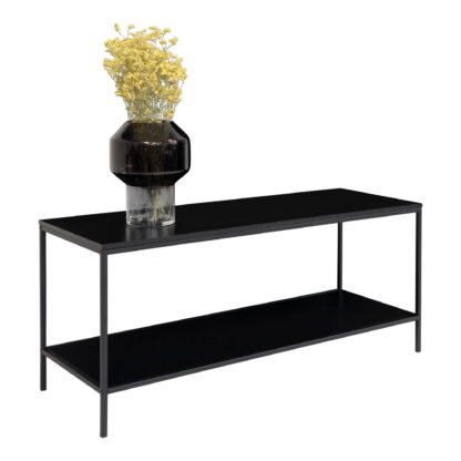 Vita TV-Ständer – TV-Ständer, 2 Regale, schwarz, schwarzer Rahmen 100 x 36 x 45 cm
