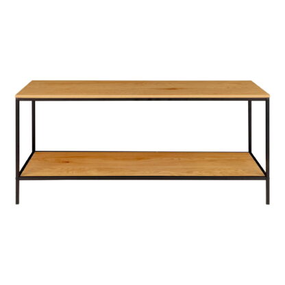 Vita TV-Ständer – TV-Ständer, 2 Regale, Eichenoptik, schwarzer Rahmen 100x36x45 cm – Bild 4