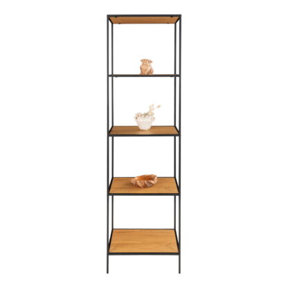 Vita Regal - Regal, 5 Regale, Eichenoptik, schwarzer Rahmen 51x36x170 cm – Bild 3