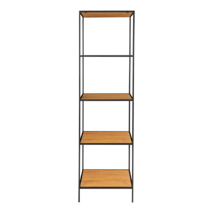 Vita Regal - Regal, 5 Regale, Eichenoptik, schwarzer Rahmen 51x36x170 cm – Bild 4