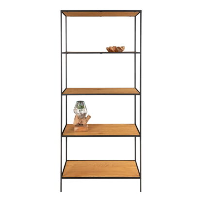 Vita Regal - Regal, 5 Regale, Eichenoptik, schwarzer Rahmen 80x36x170 cm – Bild 3