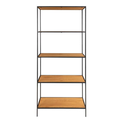 Vita Regal - Regal, 5 Regale, Eichenoptik, schwarzer Rahmen 80x36x170 cm – Bild 4