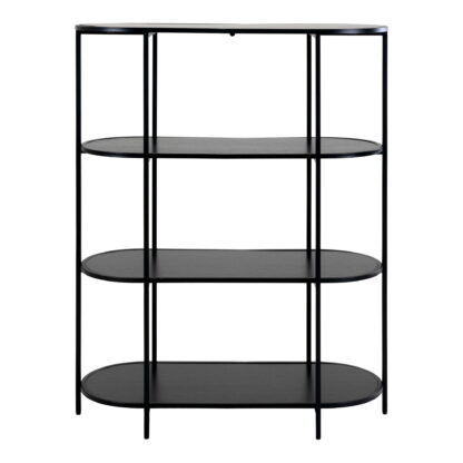Vita Regal - Ovales Regal, 4 Regale, schwarz, schwarzer Rahmen 85x36x111 cm – Bild 2