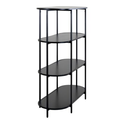Vita Regal - Ovales Regal, 4 Regale, schwarz, schwarzer Rahmen 85x36x111 cm – Bild 3