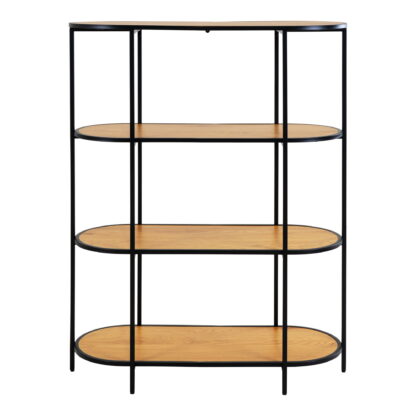 Vita Regal - Ovales Regal, 4 Regale, Eichenoptik, schwarzer Rahmen 85x36x111 cm – Bild 2