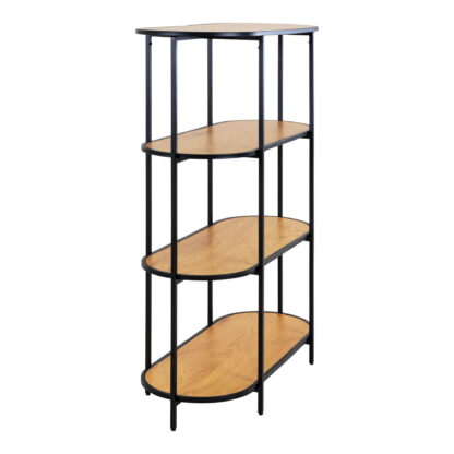 Vita Regal - Ovales Regal, 4 Regale, Eichenoptik, schwarzer Rahmen 85x36x111 cm – Bild 3