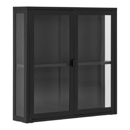 Brisbane Hängevitrine – Hängevitrine, 2 Glastüren, Stahl, schwarz 80x18x80 cm – Bild 2