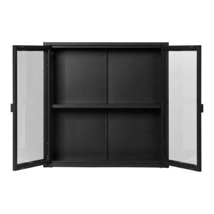 Brisbane Hängevitrine – Hängevitrine, 2 Glastüren, Stahl, schwarz 80x18x80 cm – Bild 3