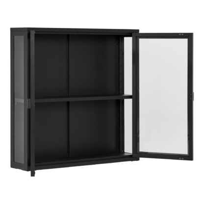 Brisbane Hängevitrine – Hängevitrine, 2 Glastüren, Stahl, schwarz 80x18x80 cm – Bild 4