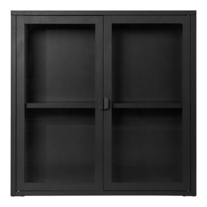 Brisbane Hängevitrine – Hängevitrine, 2 Glastüren, Stahl, schwarz 80x18x80 cm