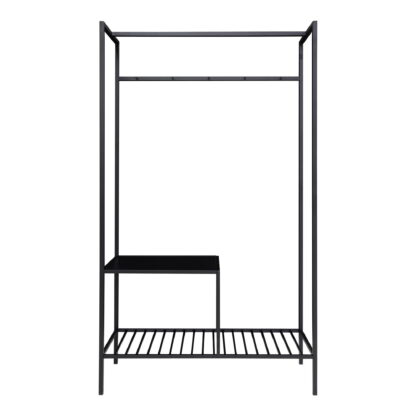 Vita Kleiderschrank – Kleiderschrank, 2 Regale, schwarz, schwarzer Rahmen 101 x 38 x 170 cm – Bild 3