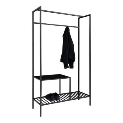 Vita Kleiderschrank – Kleiderschrank, 2 Regale, schwarz, schwarzer Rahmen 101 x 38 x 170 cm – Bild 4
