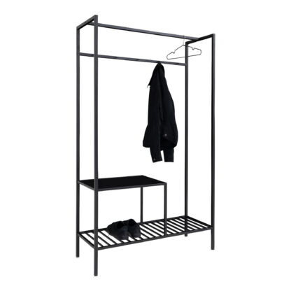 Vita Kleiderschrank – Kleiderschrank, 2 Regale, schwarz, schwarzer Rahmen 101 x 38 x 170 cm