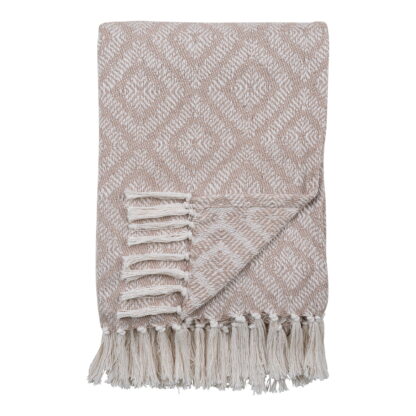 Cort Plaid - Plaid, Baumwolle, Elfenbein/Beige, Design D 130x160 cm