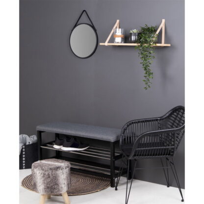 Trapani Mirror - Spiegel, Stahl/Kunstleder, schwarz, ø38 cm – Bild 3