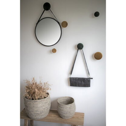 Trapani Mirror - Spiegel, Stahl/Kunstleder, schwarz, ø38 cm – Bild 4