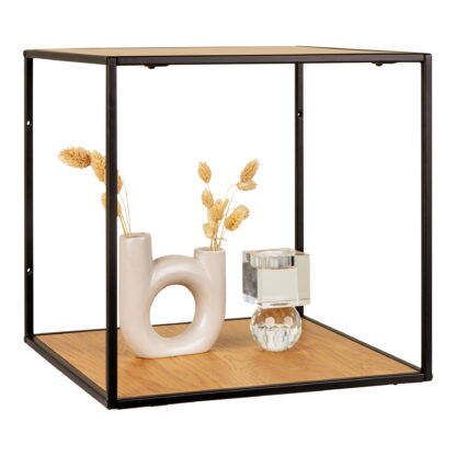 Vita Wallshelf - Wandregal, Eichenoptik, schwarzer Rahmen 36x36x36 cm