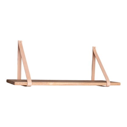 Forno Shelf - Regal, Natur, braune Lederriemen 120x20 cm