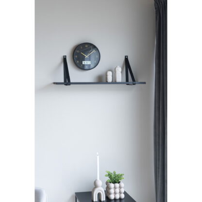 Forno Shelf - Regal, schwarz, schwarze Lederriemen 80x20 cm – Bild 2